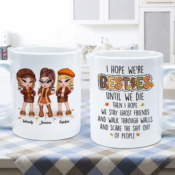 We're Besties Sisters Until We Die Personalized Mug, Fall Season Gift