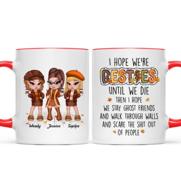 We're Besties Sisters Until We Die Personalized Mug, Fall Season Gift