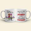 We're In It For The Long Journey & The Adventure Continues, Couple Cycling White Mug