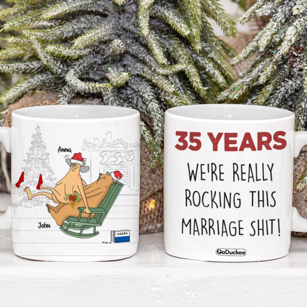 We're Really Rocking This Marriage Shit Personalized Funny Old Couple Mug, Gift For Couple