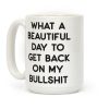 What A Beautiful Day To Get Back On My Bullshit Coffee Mug
