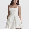 White Backless Bow Mini Dress