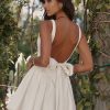 White Backless Bow Mini Dress