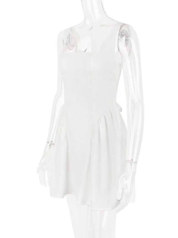 White Backless Bow Mini Dress