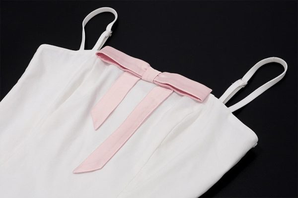 White Bow Design Top And Mini Skirt Set