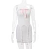 White Bow Design Top And Mini Skirt Set
