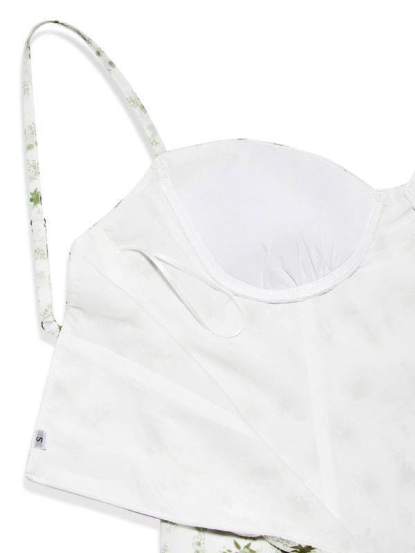 White Bustier Floral Print Mini Dress