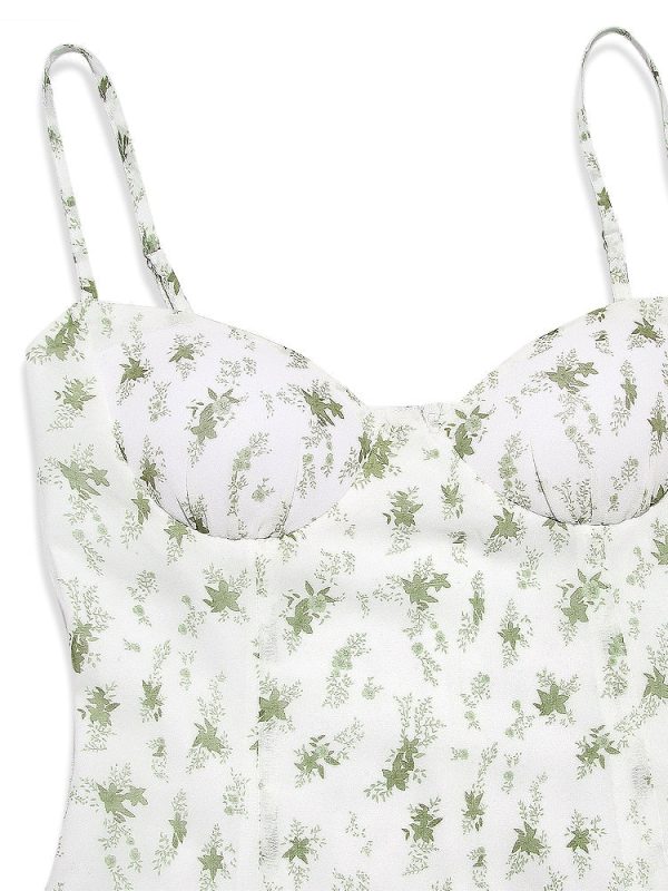 White Bustier Floral Print Mini Dress