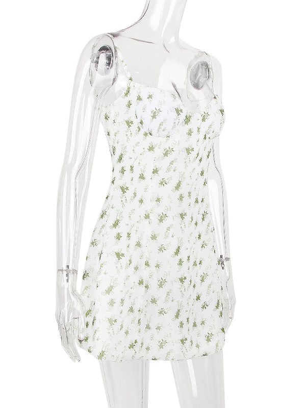 White Bustier Floral Print Mini Dress