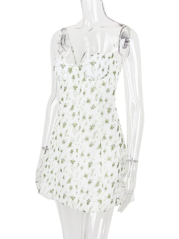 White Bustier Floral Print Mini Dress