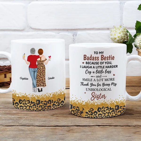 White Ceramic Mug for Best Friends Heartfelt Unbiological Sister Gift to Share Joy