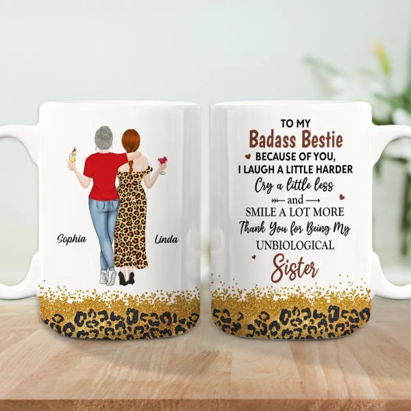 White Ceramic Mug for Best Friends Heartfelt Unbiological Sister Gift to Share Joy