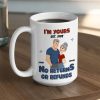 White Ceramic Mug Personalized with Cartoon Couple Hug, Playful No Returns or Refunds Design, Cute Gift for Couples