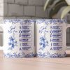 White Ceramic Mug with Bible Verses and Blue Floral Design, Faithful and Heartwarming Gift