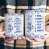 White Ceramic Mug with Bible Verses and Blue Floral Design, Faithful and Heartwarming Gift