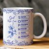 White Ceramic Mug with Bible Verses and Blue Floral Design, Faithful and Heartwarming Gift