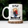 White Ceramic Mug with Couple Hug Design, Cityscape Background, Romantic Vibe, Perfect Gift for Lovers