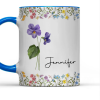 White Ceramic Mug with Floral Design and Name Print Elegant Personalized Gift for Her, Perfect for Birthdays and Special Moments