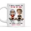 White Ceramic Mug with Heartwarming Mom and Son Design, Perfect Gift Choice