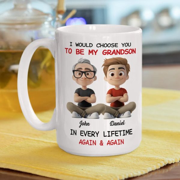 White Ceramic Mug with "I Would Choose You to Be My Granddaughter" Design, High Clarity, Heartwarming Gift