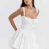 White Corset Lace Flare Mini Dress