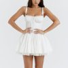 White Corset Lace Flare Mini Dress