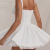 White Corset Lace Flare Mini Dress