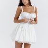 White Corset Lace Flare Mini Dress