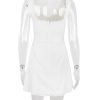 White Cupped Doily Strap V-neck Mini Dress