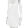 White Cupped Doily Strap V-neck Mini Dress