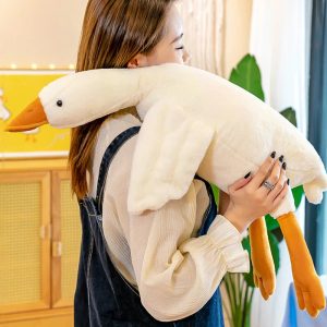 White Goose Plush Pillow Soft Stuffed Animal Toy for Kids