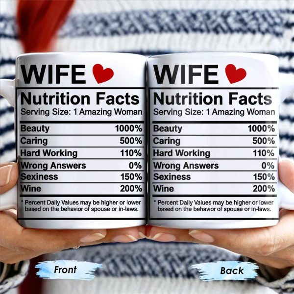 Wife Nutrition Facts Serving Size: 1 Amazing Woman, Nutrition Facts Label - Personalized Custom Coffee Mug - CPL378_MG
