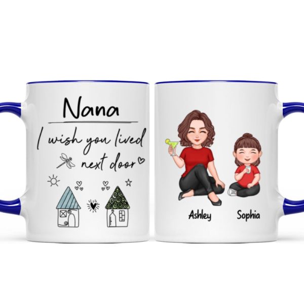 Wish You Lived Next Door Grandma & Grandkids Personalized Mug