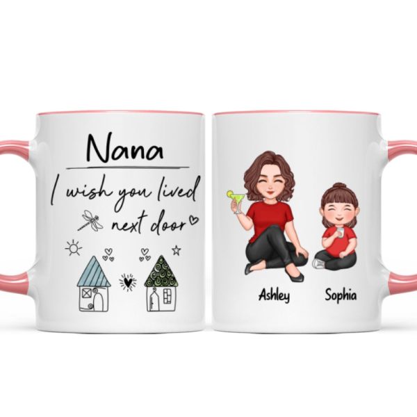 Wish You Lived Next Door Grandma & Grandkids Personalized Mug