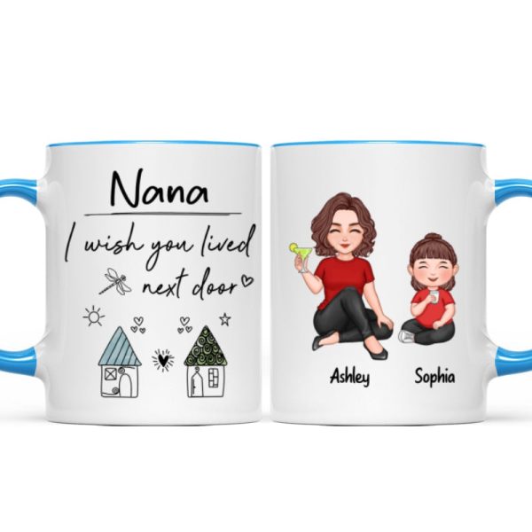 Wish You Lived Next Door Grandma & Grandkids Personalized Mug