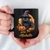 Witchy Whiskers And Spooky Purrs - Cat Personalized Custom Black Mug - Halloween Gift For Pet Owners, Pet Lovers