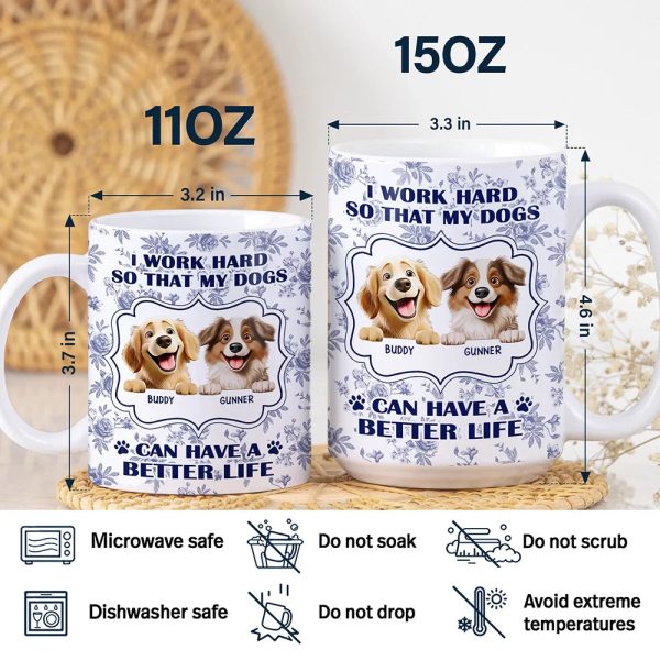 Work Hard So My Dogs Can Have - Personalized White Edge-to-Edge Mug