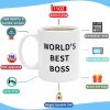 World's Best Boss Coffee Mug, Funny Office Gift for Boss Male Female, Boss Day Birthday Christmas Gift from Coworkers Employees