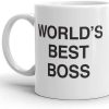 World's Best Boss Coffee Mug, Funny Office Gift for Boss Male Female, Boss Day Birthday Christmas Gift from Coworkers Employees
