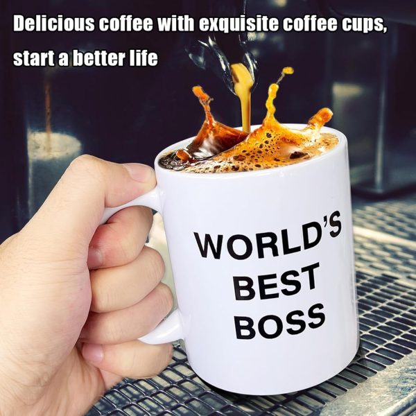 World's Best Boss Coffee Mug, Funny Office Gift for Boss Male Female, Boss Day Birthday Christmas Gift from Coworkers Employees
