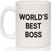 World's Best Boss Coffee Mug, Funny Office Gift for Boss Men Women, Boss Day Birthday Christmas Gift from Coworkers Employees
