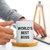 World's Best Boss Coffee Mug, Funny Office Gift for Boss Men Women, Boss Day Birthday Christmas Gift from Coworkers Employees