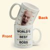 World'S Best Boss Funny Xmas Lights Custom Face - Personalized Photo Mug