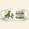 World's Best Farter I Mean Father, Personalized Mug, Gift For Dad, Father's Day Gift, Dinosaur Dad And Kids Mug