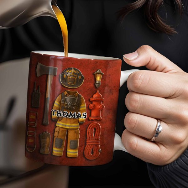 World's Best Looking Firefighter Gear and Helmet - Personalized Custom Coffee Mug - FIF045_MG
