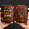 World's Best Looking Firefighter Gear and Helmet - Personalized Custom Coffee Mug - FIF045_MG
