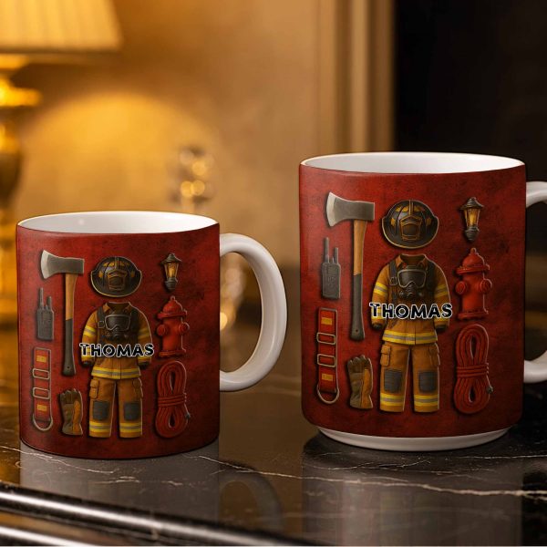 World's Best Looking Firefighter Gear and Helmet - Personalized Custom Coffee Mug - FIF045_MG