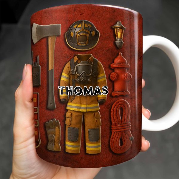 World's Best Looking Firefighter Gear and Helmet - Personalized Custom Coffee Mug - FIF045_MG