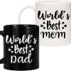 World's Best Mom And Dad Coffee Mug Set, Gift for Parents from Daughter Son Kids Anniversary Birthday Gift