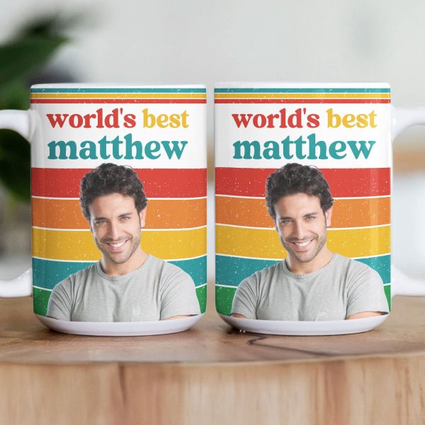 World's Best Retro Vintage Gift For Him Husband Son Friend Coworker - Personalized Photo Mug